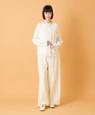 RBBED50260 HIROKO BIS(ヒロコ ビス) スタンドカラーかまぼこプリーツブラウス /洗える チャコールブラウン