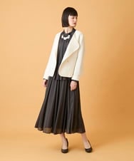 RBBED50260 HIROKO BIS(ヒロコ ビス) スタンドカラーかまぼこプリーツブラウス /洗える チャコールブラウン