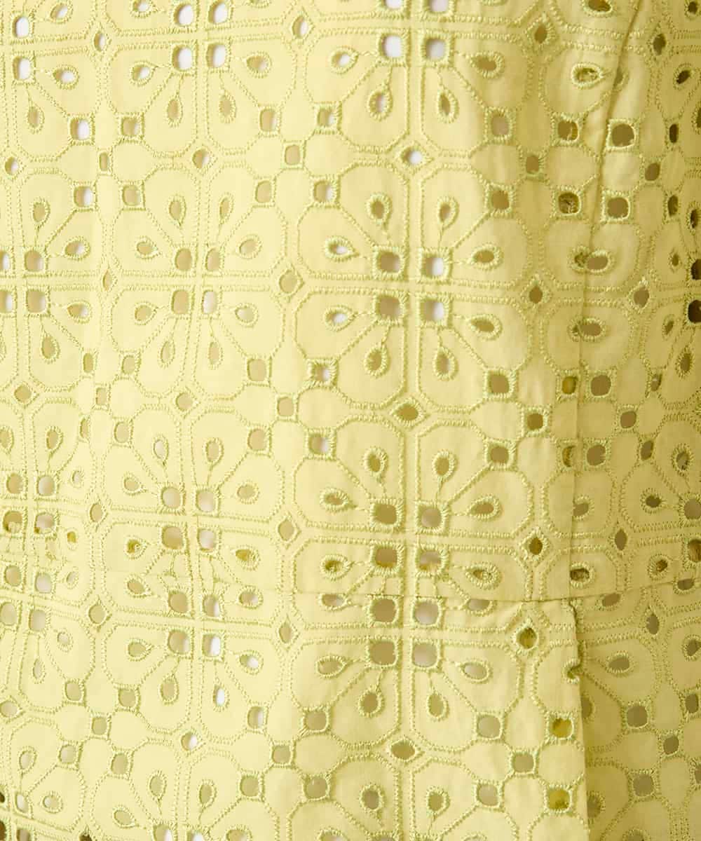 RBBFD33270 HIROKO BIS(ヒロコ ビス) アイレット刺繍タックヘムブラウス /洗える ライトイエロー