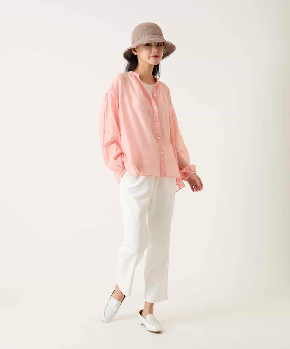 RBBFD46230 HIROKO BIS(ヒロコ ビス) コードストライプシアーブラウス /洗える イエローグリーン