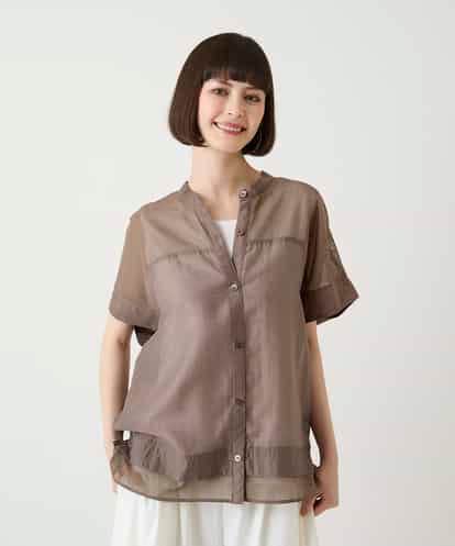 RBBIE02230 HIROKO BIS メッシュアクセントスクエアシルエットブラウス /洗える
