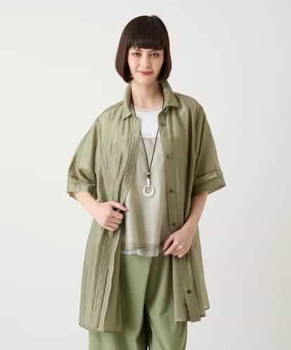RBBIE03270 HIROKO BIS メッシュアクセントシアーチュニックシャツ /洗える