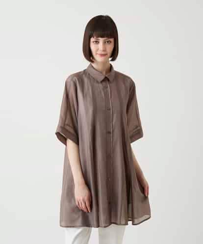 RBBIE03270 HIROKO BIS メッシュアクセントシアーチュニックシャツ /洗える