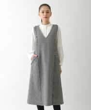 RBEAD21490 HIROKO BIS(ヒロコ ビス) 千鳥チェックツイードジャンパースカート ブラック
