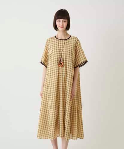 RBEIE11390 HIROKO BIS サッカーチェック半袖ワンピース /洗える