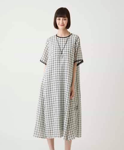 RBEIE11390 HIROKO BIS サッカーチェック半袖ワンピース /洗える