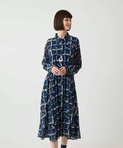 RBEJD20490 HIROKO BIS 変形チェックシアーワンピース