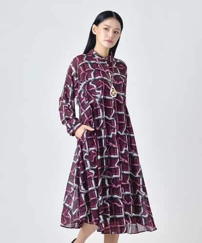RBEJD20490 HIROKO BIS 変形チェックシアーワンピース