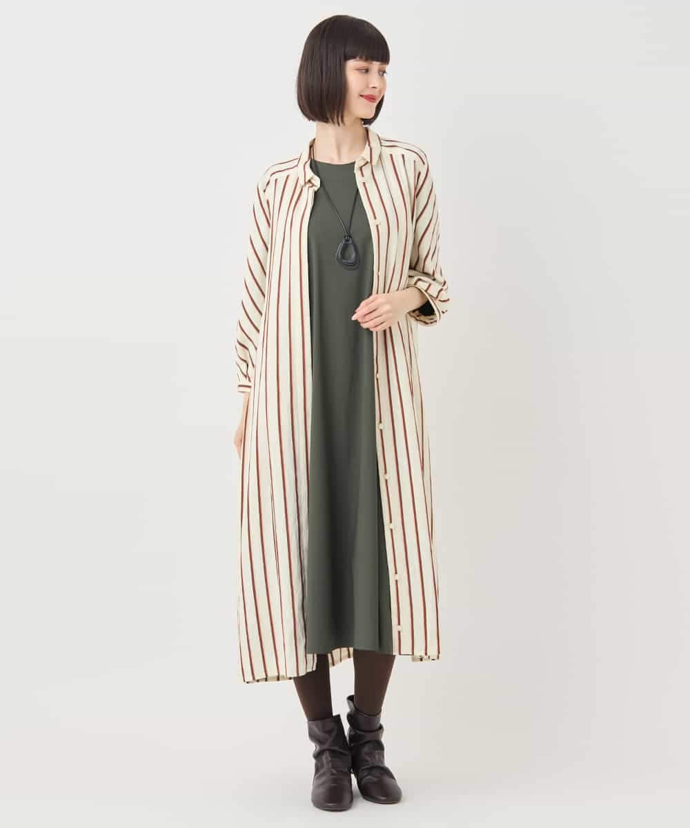 RBELB50460 HIROKO BIS(ヒロコ ビス) ストライプシャツワンピース アイボリー
