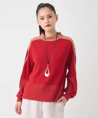 RBFAD35330 HIROKO BIS プレーティング刺繍ニットプルオーバー