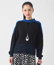 RBFAD35330 HIROKO BIS(ヒロコ ビス) プレーティング刺繍ニットプルオーバー ブルー