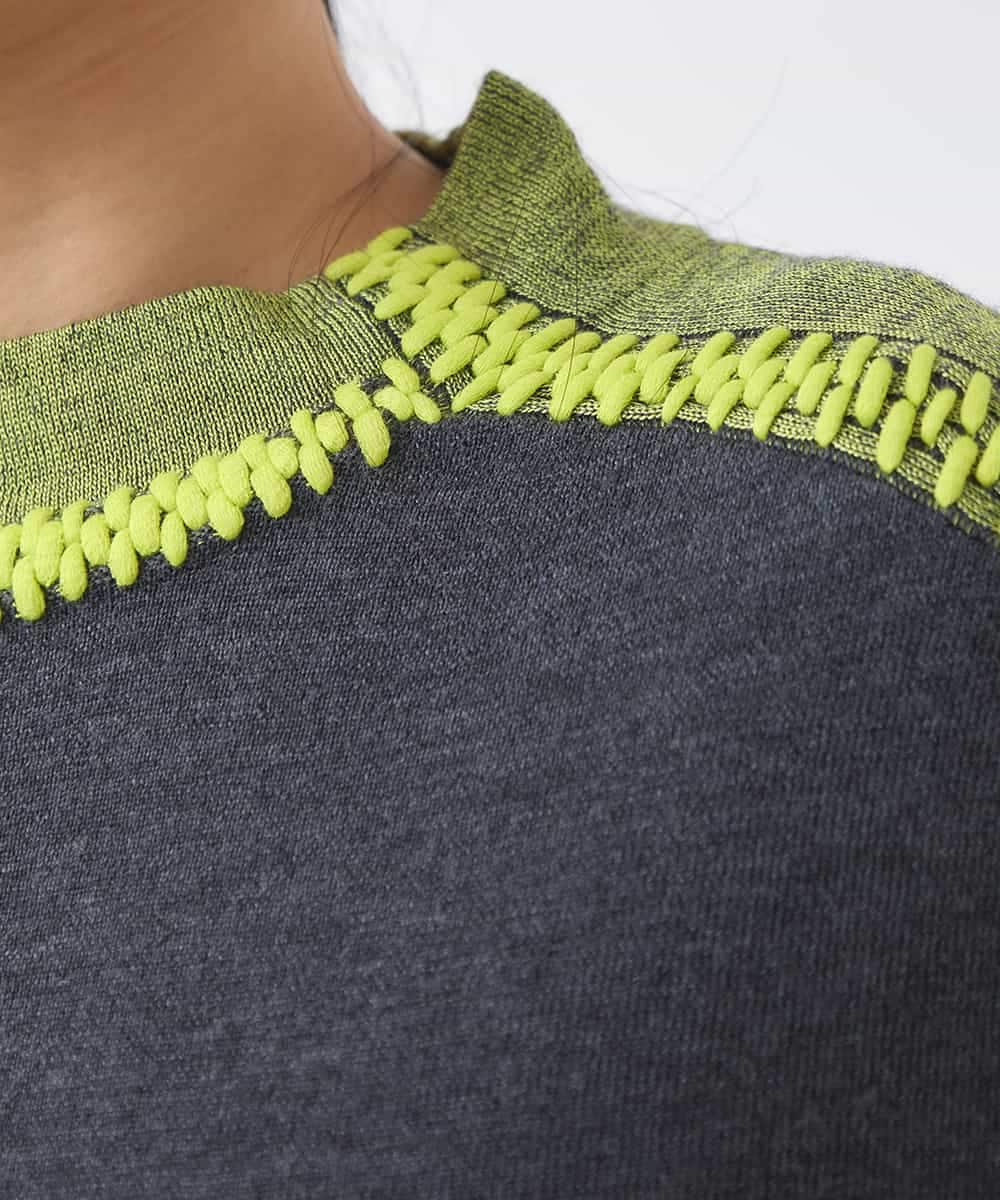RBFAD35330 HIROKO BIS(ヒロコ ビス) プレーティング刺繍ニットプルオーバー グレー