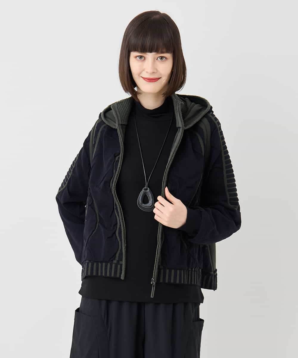 RBFAF01360 HIROKO BIS(ヒロコ ビス) ジャカードニットブルゾン カーキ