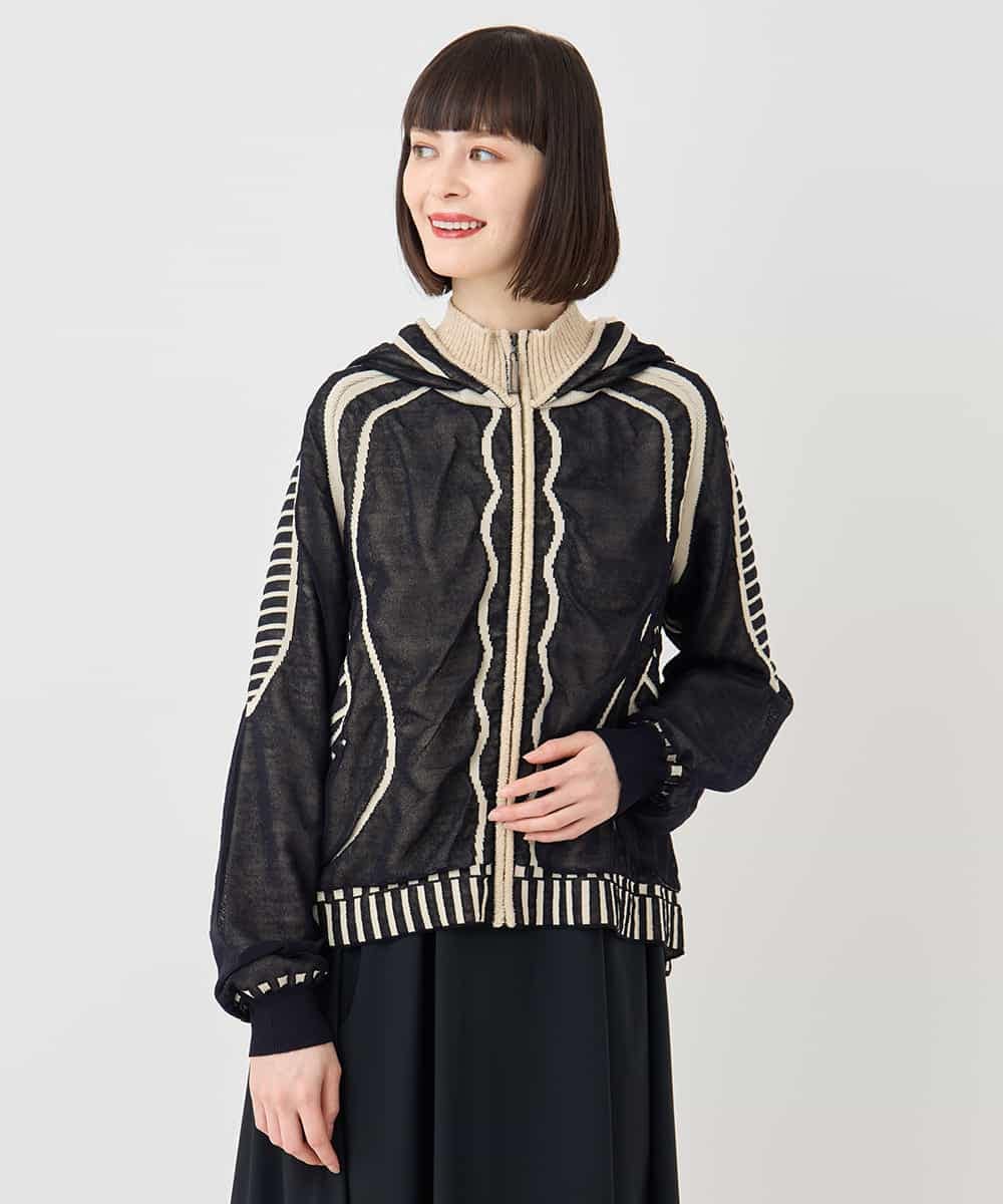 RBFAF01360 HIROKO BIS(ヒロコ ビス) ジャカードニットブルゾン ベージュ