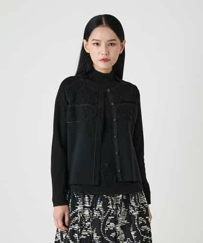 RBFAG40390 HIROKO BIS カットワークモチーフデザインニットカーディガン　