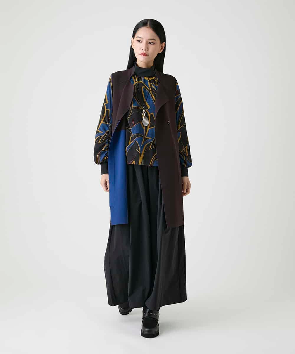 RBFAG45390 HIROKO BIS(ヒロコ ビス) バイカラーニットロングジレ ブラウン