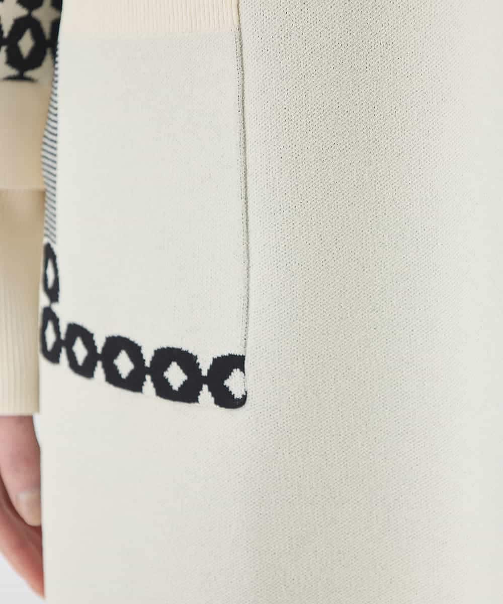 RBFCE82360 HIROKO BIS(ヒロコ ビス) ジャカード×インターシャ幾何柄チュニック アイボリー