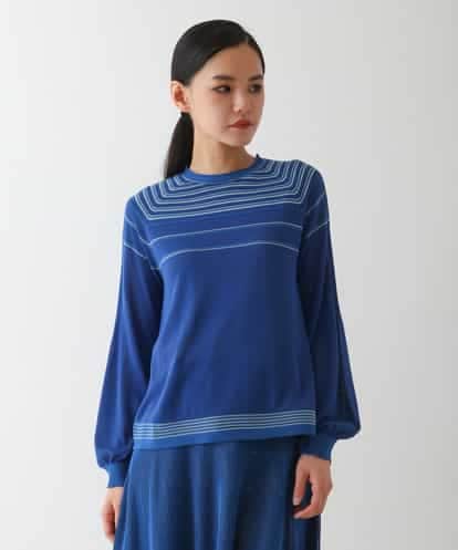 RBFDA01230 HIROKO BIS ホールガーメントボーダー柄ニットプルオーバー