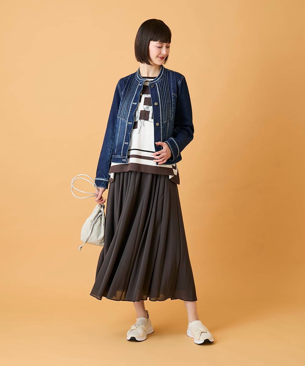 RBFED31360 HIROKO BIS(ヒロコ ビス) 花刺繍フレーム配色デザインプルオーバー ホワイト