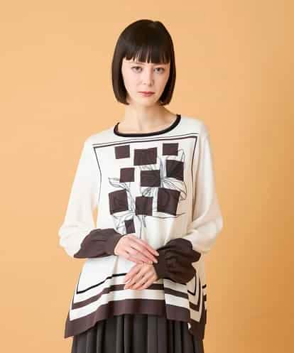 RBFED31360 HIROKO BIS 花刺繍フレーム配色デザインプルオーバー