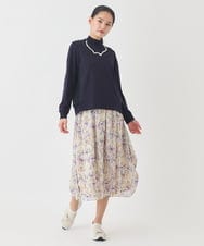 RBHDD08290 HIROKO BIS(ヒロコ ビス) アイリスフラワープリントシアースカート /洗濯機で洗える アイボリー