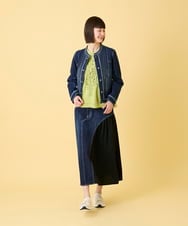 RBHED11270 HIROKO BIS(ヒロコ ビス) 異素材ジョイントリメイク風デニムスカート /洗濯機で洗える ネイビー