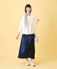 RBHED11270 HIROKO BIS(ヒロコ ビス) 異素材ジョイントリメイク風デニムスカート /洗濯機で洗える ネイビー