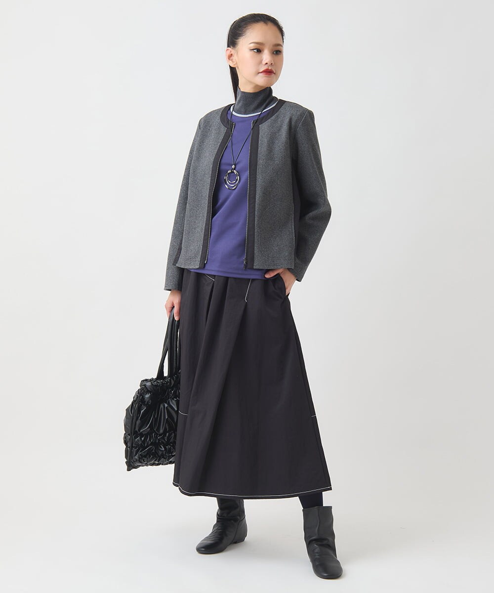 RBKAD10190 HIROKO BIS(ヒロコ ビス) 配色アクセントハイネックインナープルオーバー /洗える グリーン
