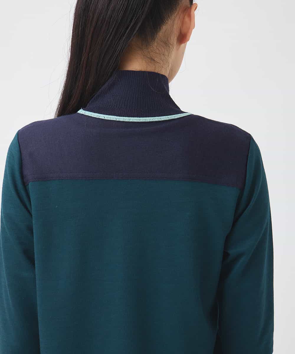 RBKAD10190 HIROKO BIS(ヒロコ ビス) 配色アクセントハイネックインナープルオーバー /洗える グリーン