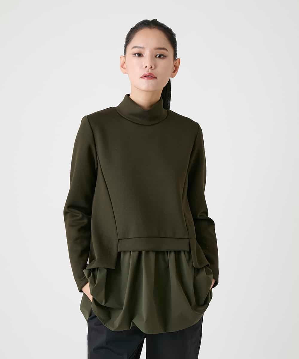 RBKAG11280 HIROKO BIS(ヒロコ ビス) ストレッチダンボールドッキングデザインチュニック /洗える カーキ