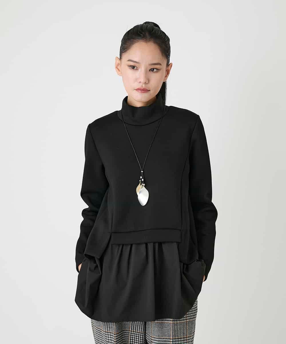 RBKAG11280 HIROKO BIS(ヒロコ ビス) ストレッチダンボールドッキングデザインチュニック /洗える ブラック