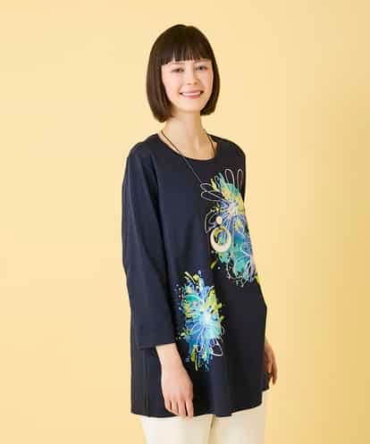 RBKED24230 HIROKO BIS ドローイングフラワーチュニックカットソー /洗える