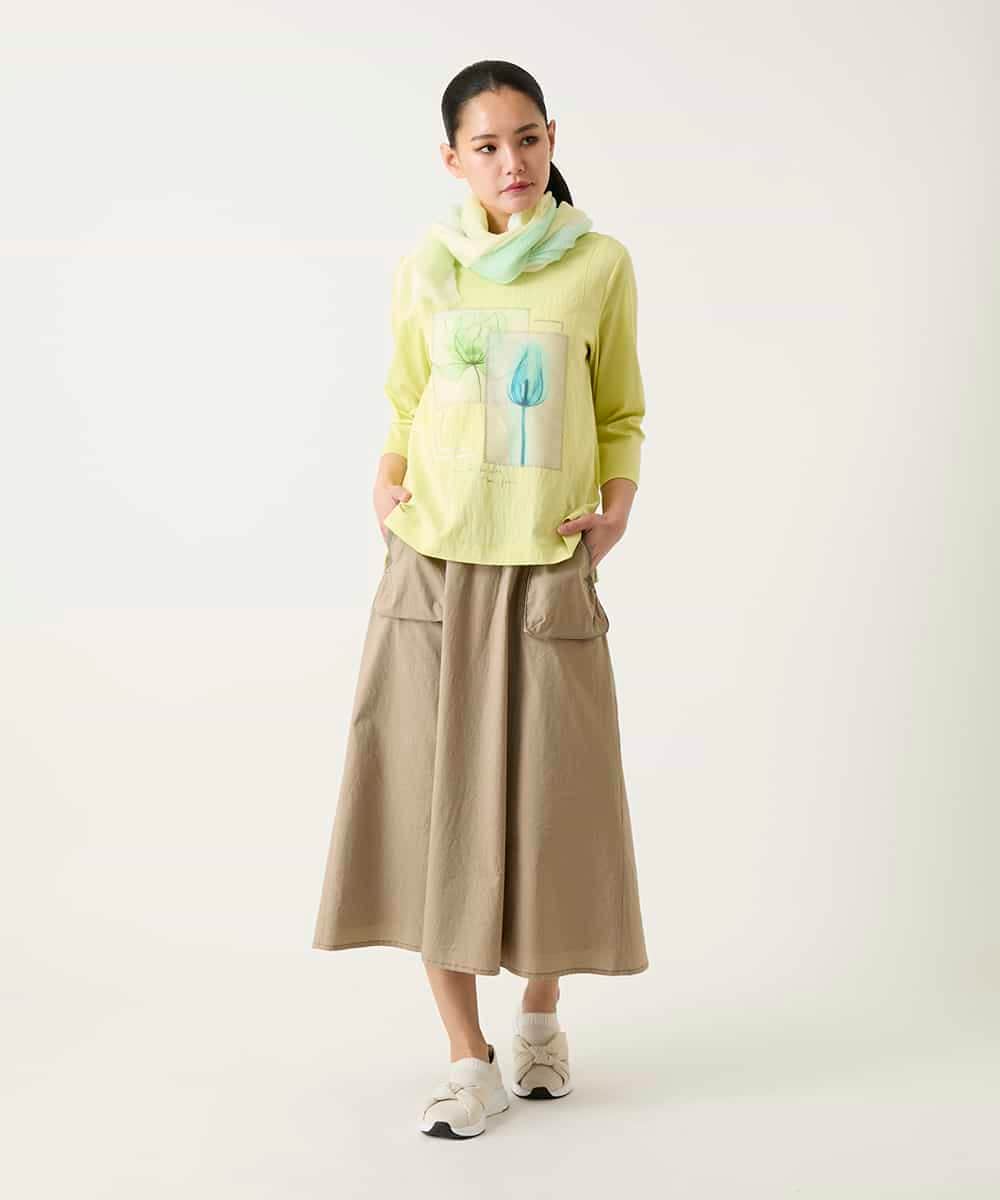 RBKFD38260 HIROKO BIS(ヒロコ ビス) 異素材ジョイントコラージュデザインカットソー /洗える イエロー