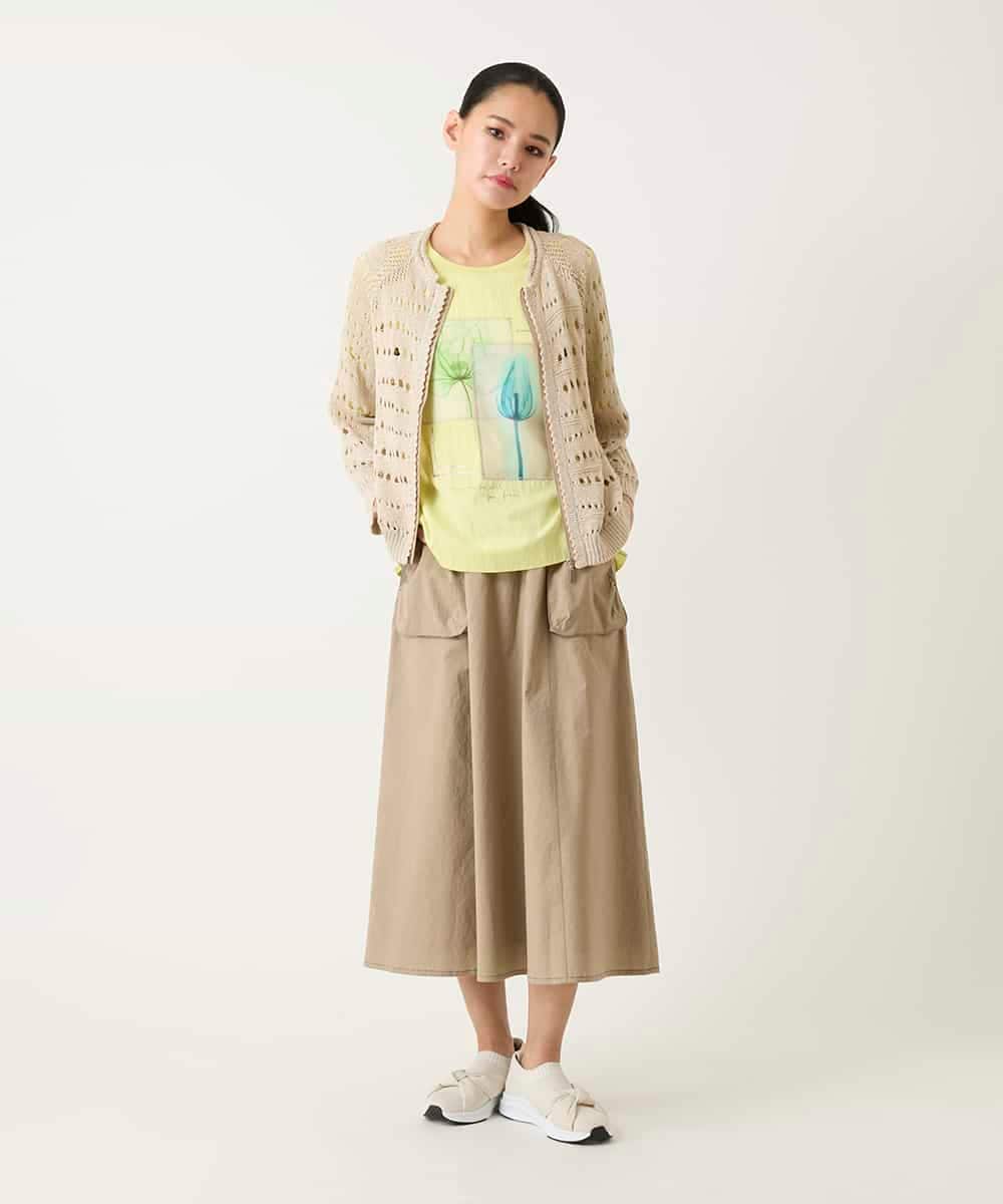RBKFD38260 HIROKO BIS(ヒロコ ビス) 異素材ジョイントコラージュデザインカットソー /洗える イエロー