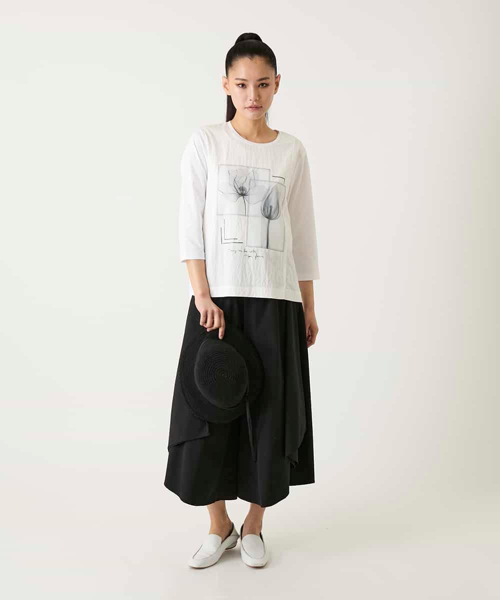 RBKFD38260 HIROKO BIS(ヒロコ ビス) 異素材ジョイントコラージュデザインカットソー /洗える イエロー