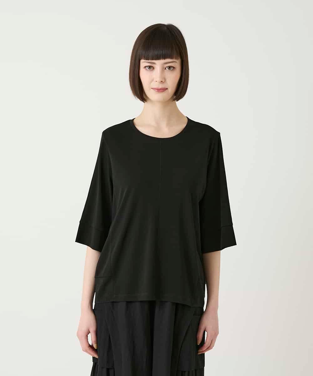 RBKGE01230 HIROKO BIS(ヒロコ ビス) 切り替えリブハーフスリーブカットソー /洗える ブラック