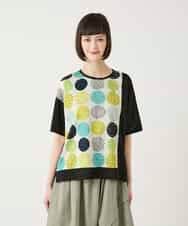 RBKGE35210 HIROKO BIS(ヒロコ ビス) カラフルパターンドットTシャツ /洗濯機で洗える アイボリー