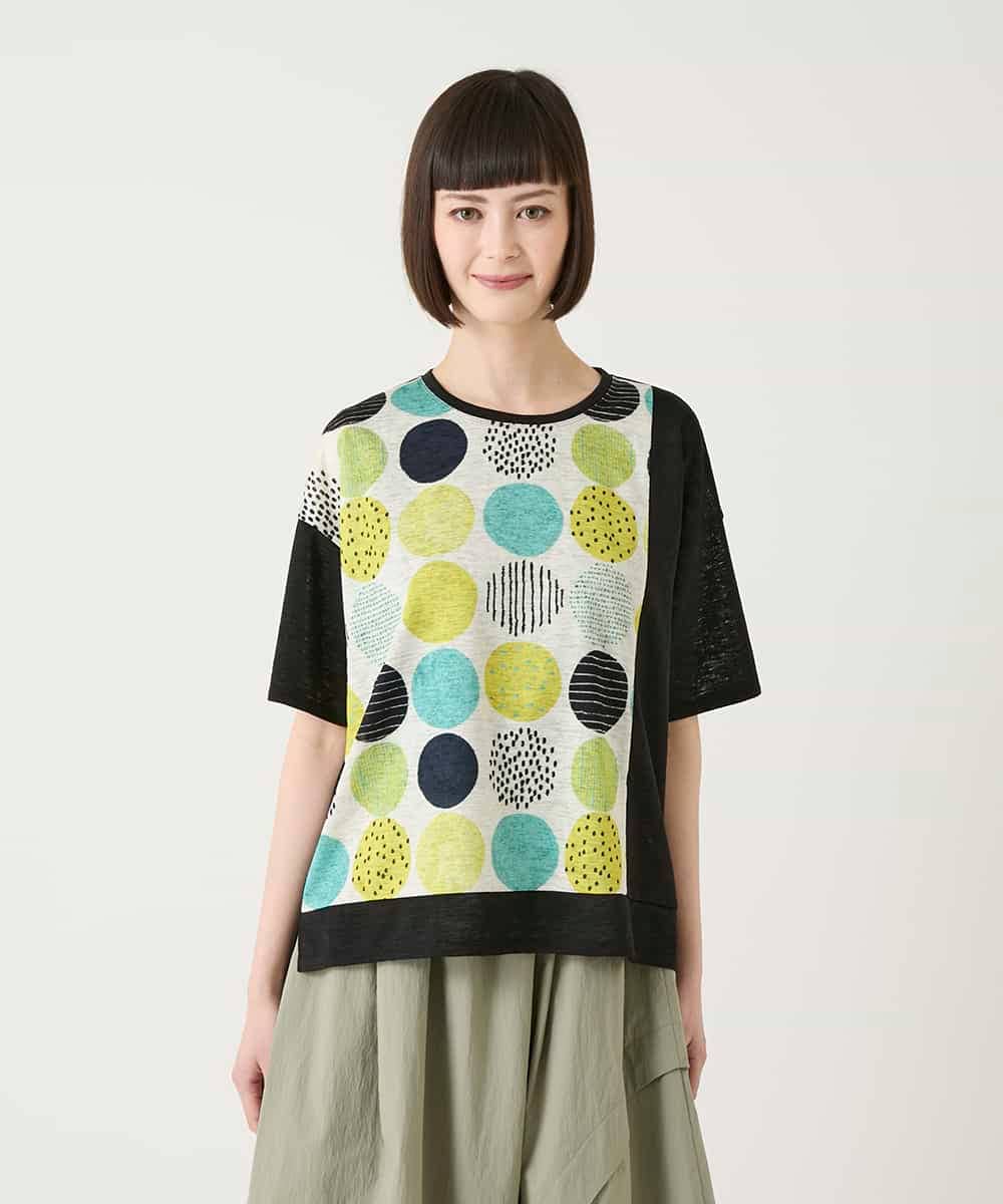 RBKGE35210 HIROKO BIS(ヒロコ ビス) カラフルパターンドットTシャツ /洗濯機で洗える アイボリー
