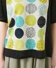 RBKGE35210 HIROKO BIS(ヒロコ ビス) カラフルパターンドットTシャツ /洗濯機で洗える アイボリー