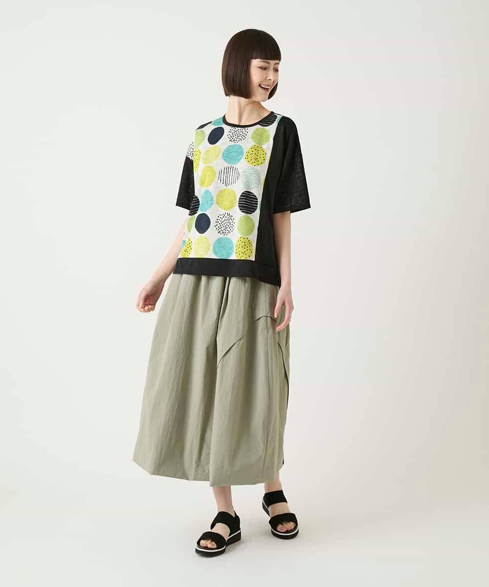 RBKGE35210 HIROKO BIS(ヒロコ ビス) カラフルパターンドットTシャツ /洗濯機で洗える アイボリー