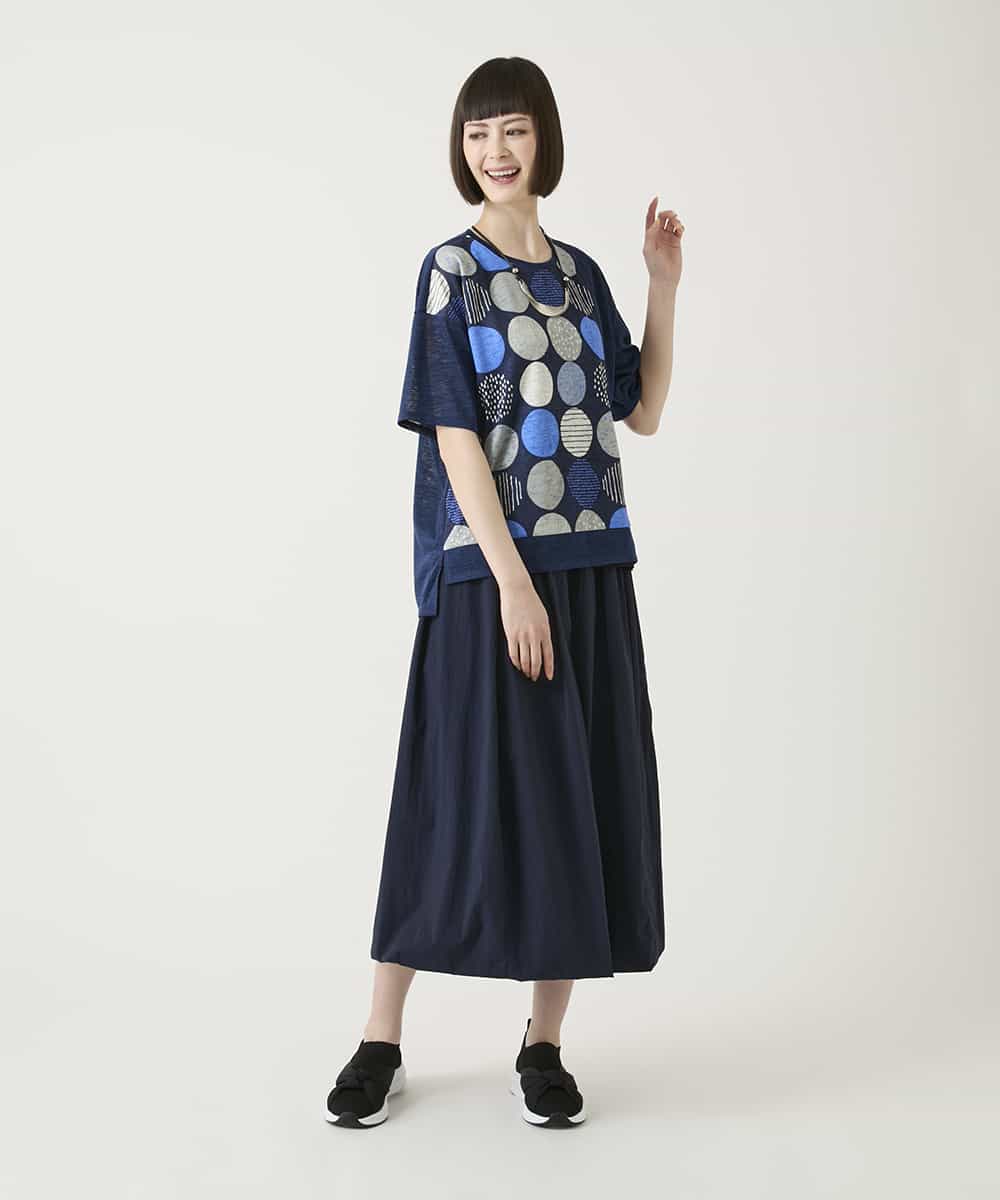 RBKGE35210 HIROKO BIS(ヒロコ ビス) カラフルパターンドットTシャツ /洗濯機で洗える アイボリー