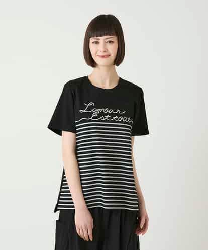 RBKGE45230 HIROKO BIS ラメロゴ刺繍ボーダーＰtカットソー /洗える