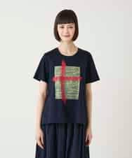 RBKGE50180 HIROKO BIS(ヒロコ ビス) 【接触冷感】ペイントグラフィックデザインカットソー ネイビー