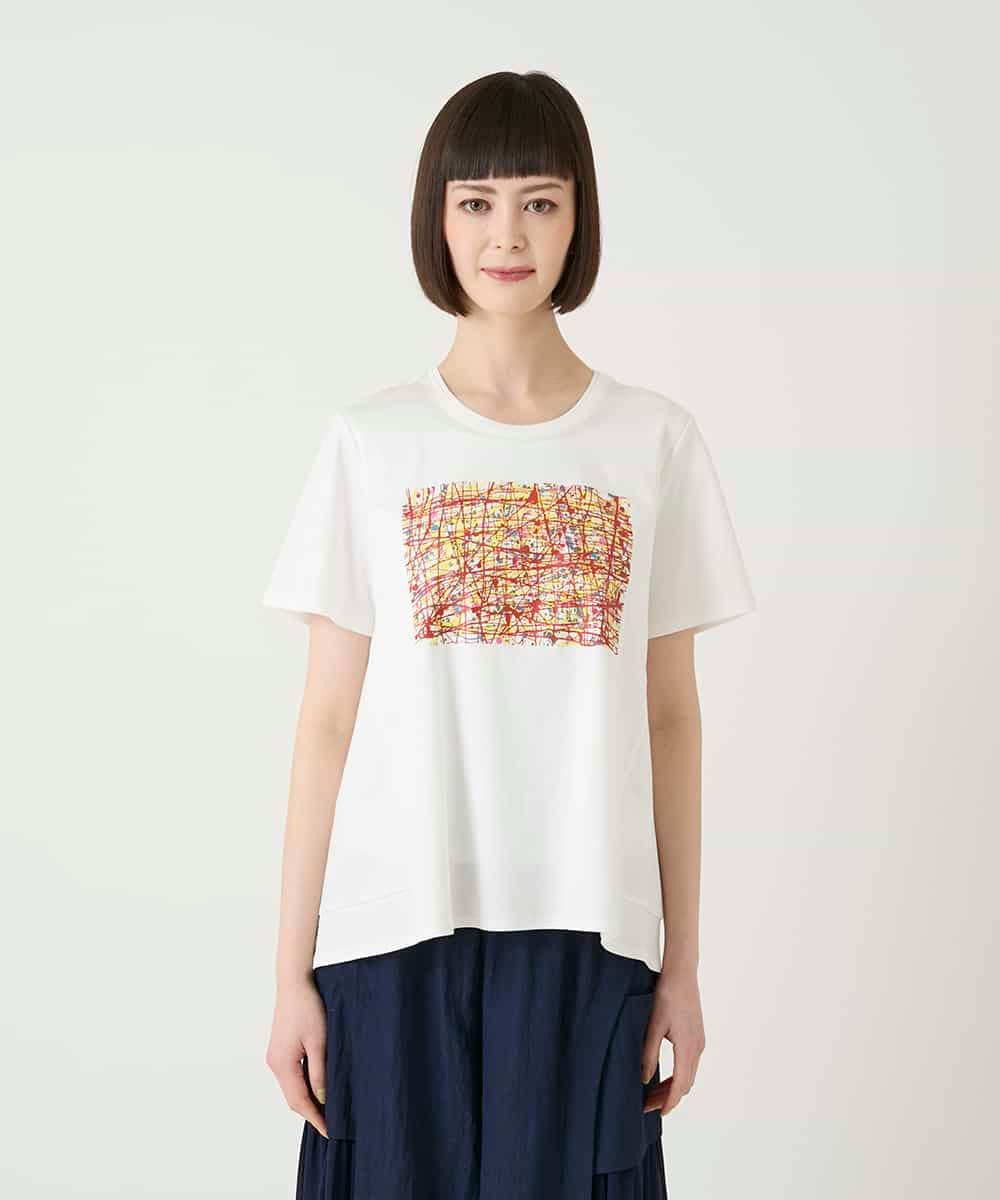 RBKGE50180 HIROKO BIS(ヒロコ ビス) 【接触冷感】ペイントグラフィックデザインカットソー ホワイト
