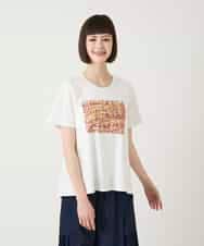RBKGE50180 HIROKO BIS(ヒロコ ビス) 【接触冷感】ペイントグラフィックデザインカットソー ホワイト
