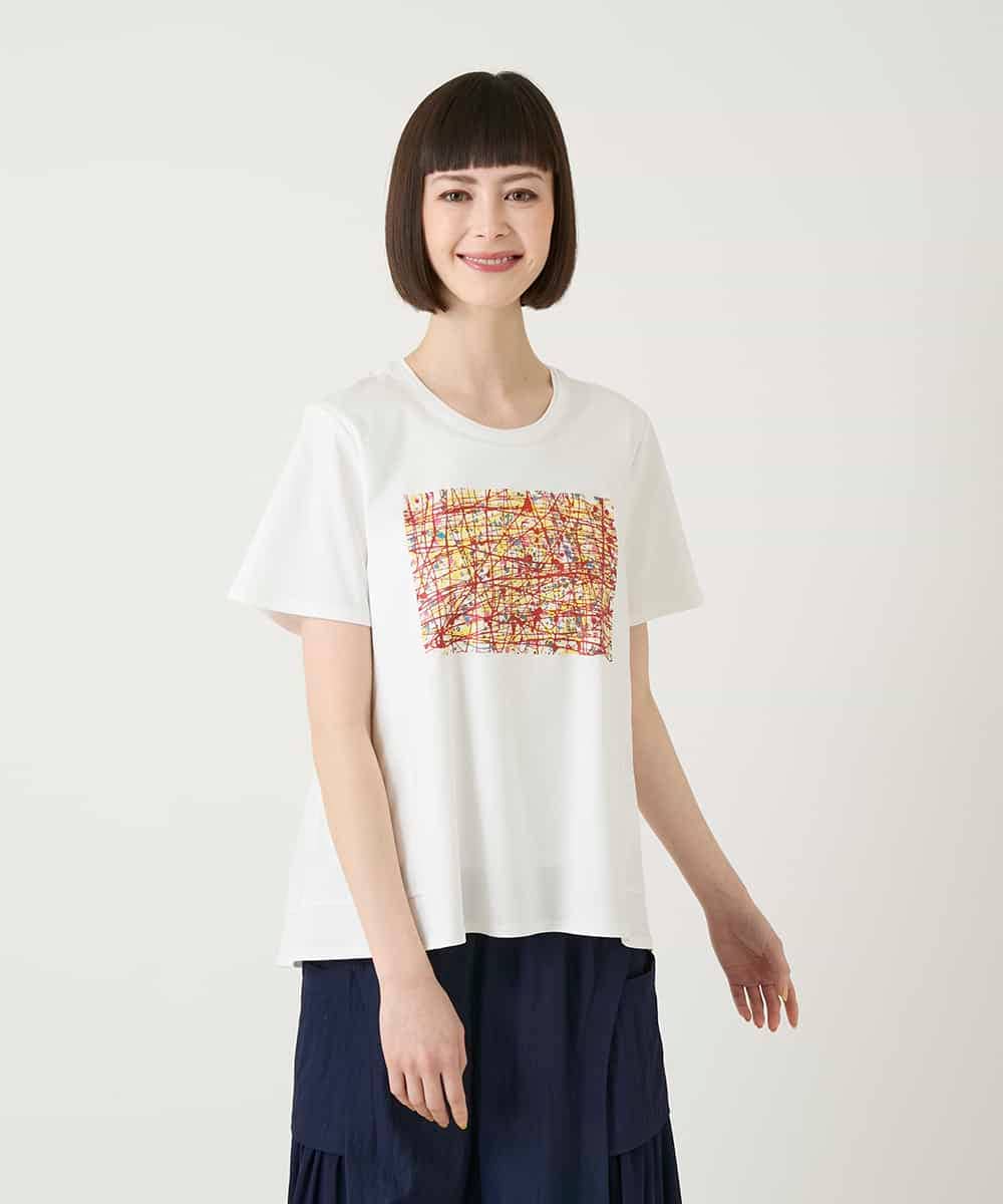 RBKGE50180 HIROKO BIS(ヒロコ ビス) 【接触冷感】ペイントグラフィックデザインカットソー ホワイト
