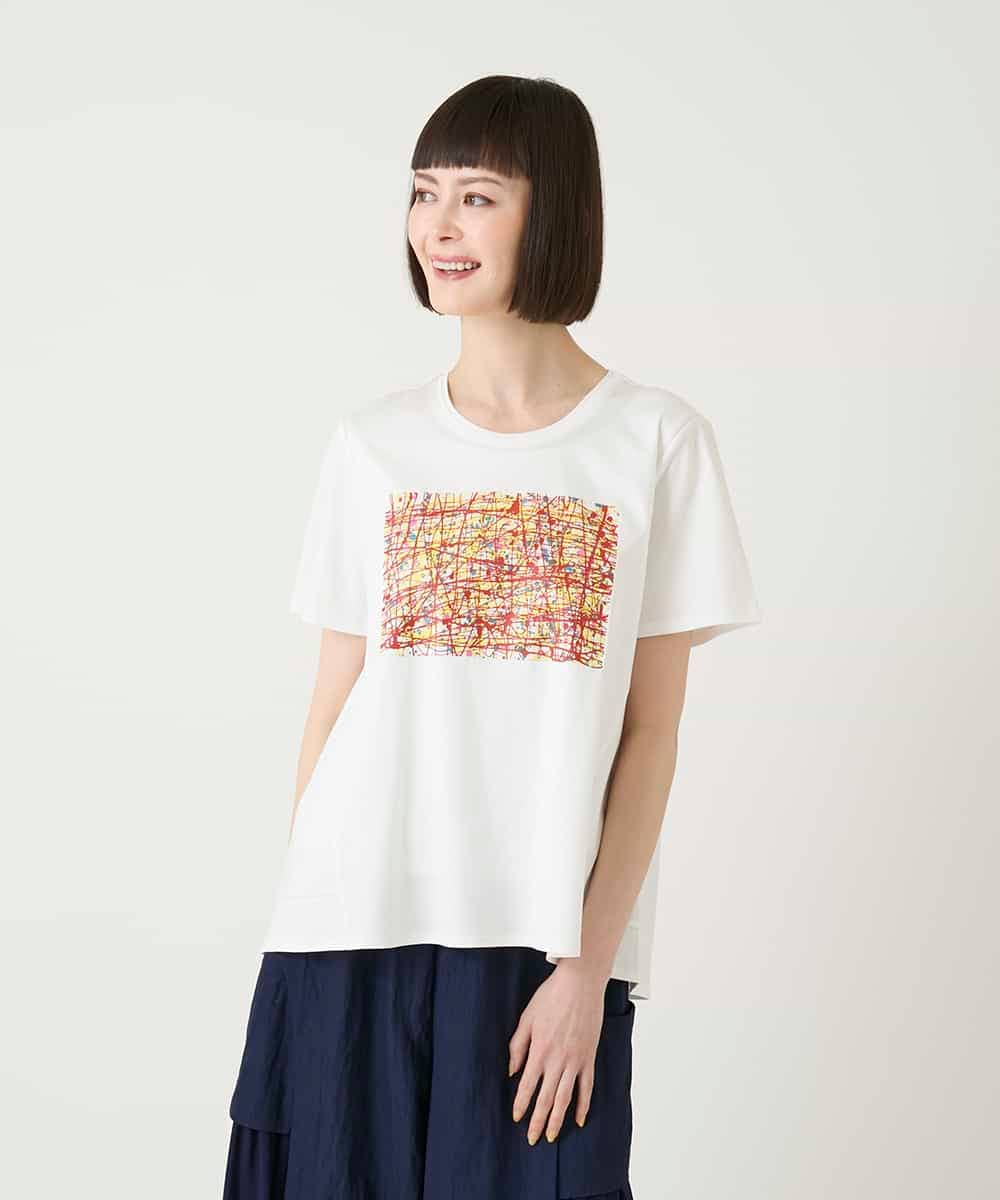 RBKGE50180 HIROKO BIS(ヒロコ ビス) 【接触冷感】ペイントグラフィックデザインカットソー ホワイト