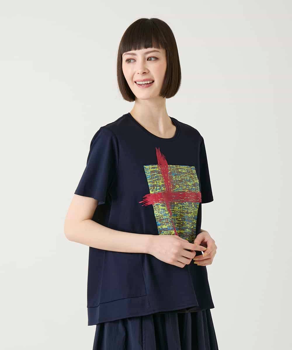 RBKGE50180 HIROKO BIS(ヒロコ ビス) 【接触冷感】ペイントグラフィックデザインカットソー ホワイト