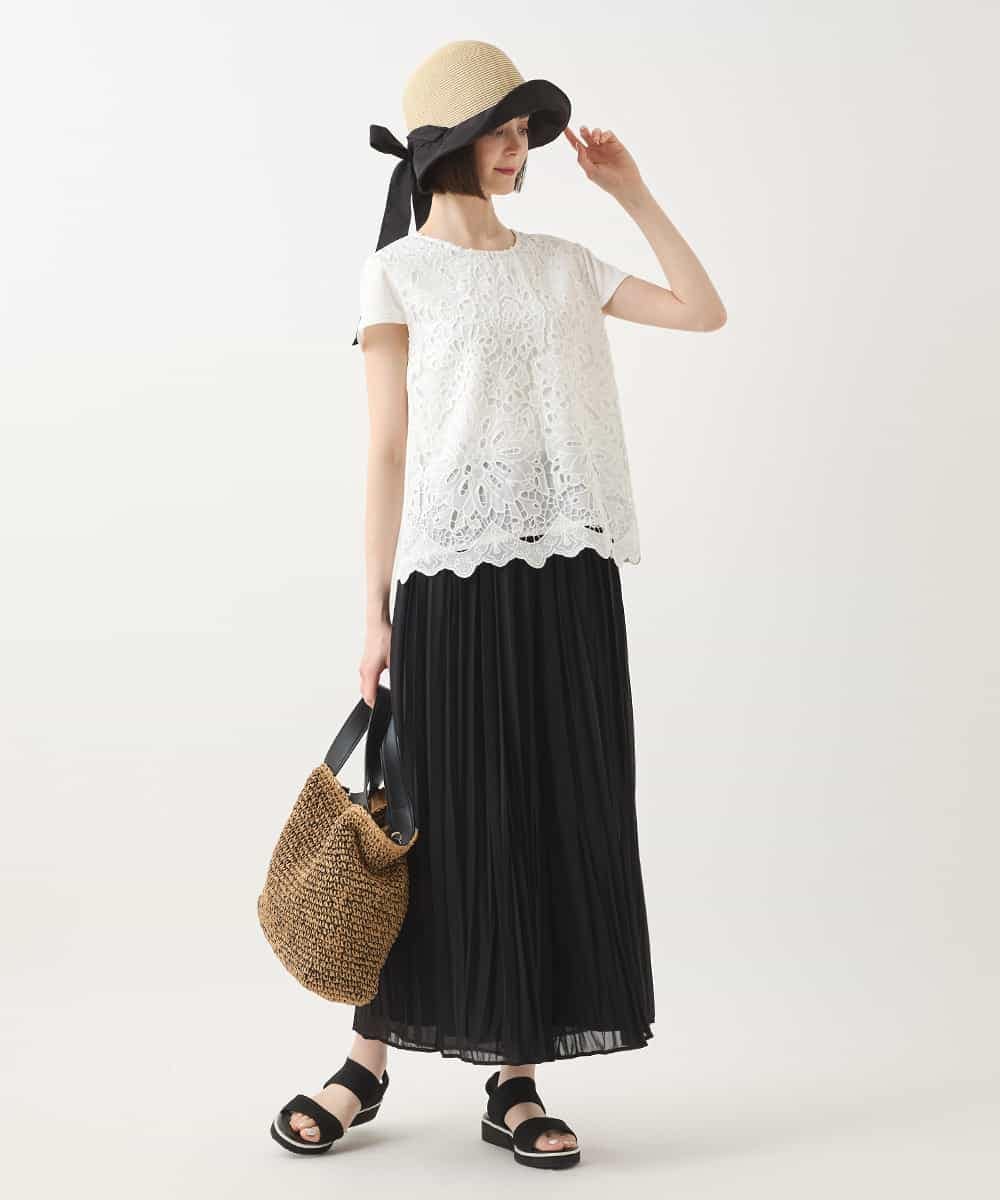 RBKHA15290 HIROKO BIS(ヒロコ ビス) フラワーデコ刺繍ブラウス /洗える ホワイト