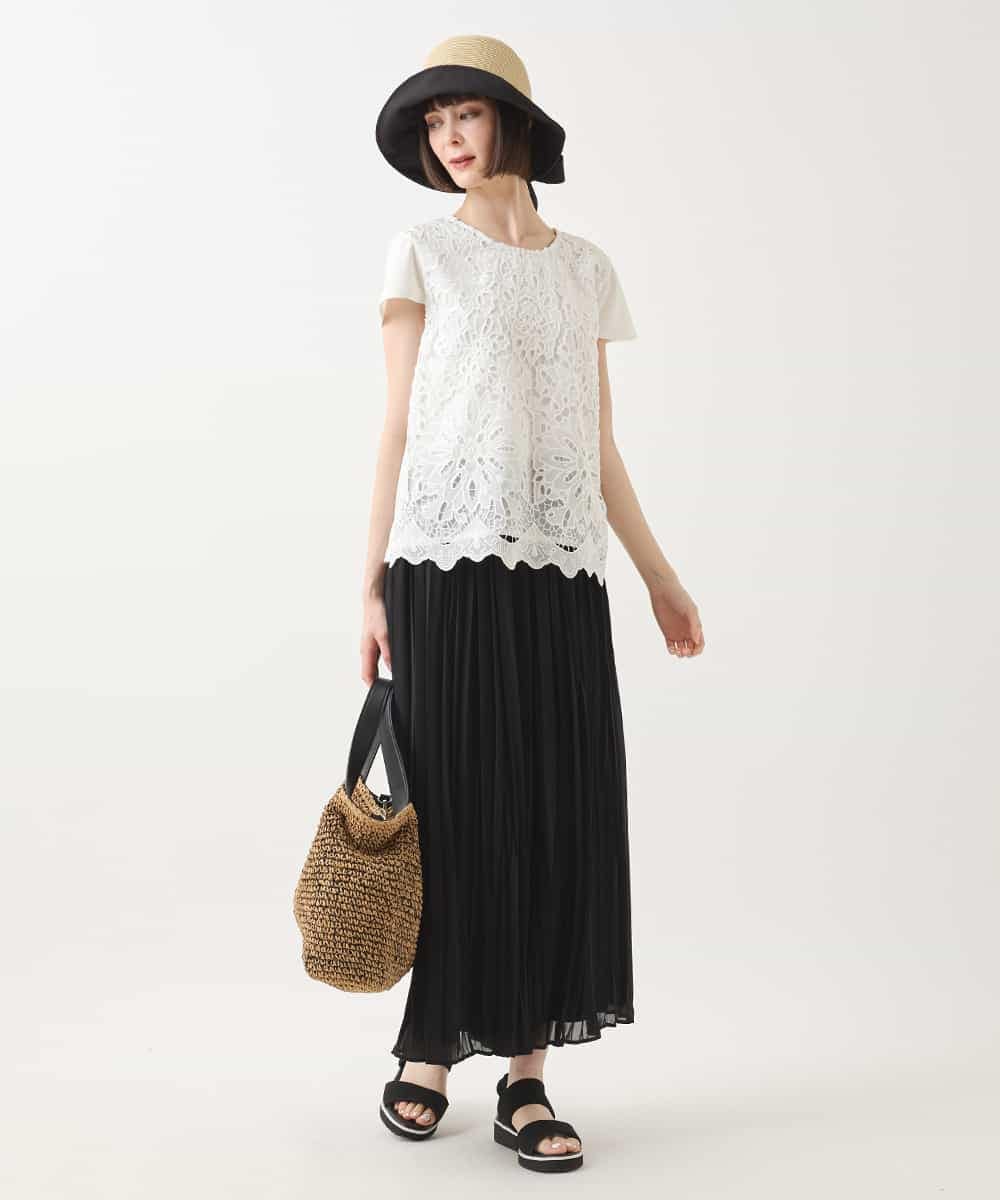 RBKHA15290 HIROKO BIS(ヒロコ ビス) フラワーデコ刺繍ブラウス /洗える ホワイト